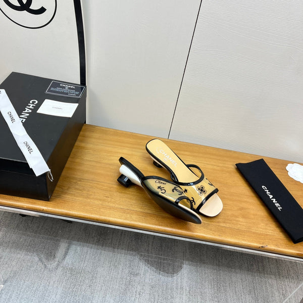 sandalo mulo 45 beige nero pcv e vitello