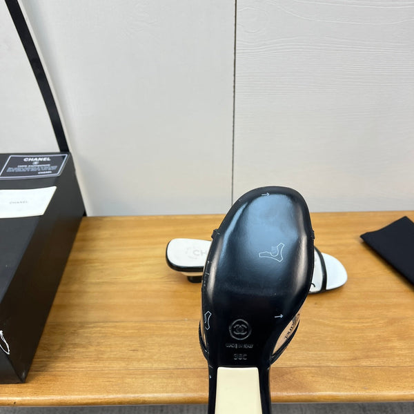 sandalo mulo 45 bianco nero pcv e vitello