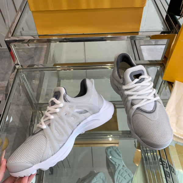 FENDI TAG SNEAKER IN LIGHT GREY MESH AND RUBBER