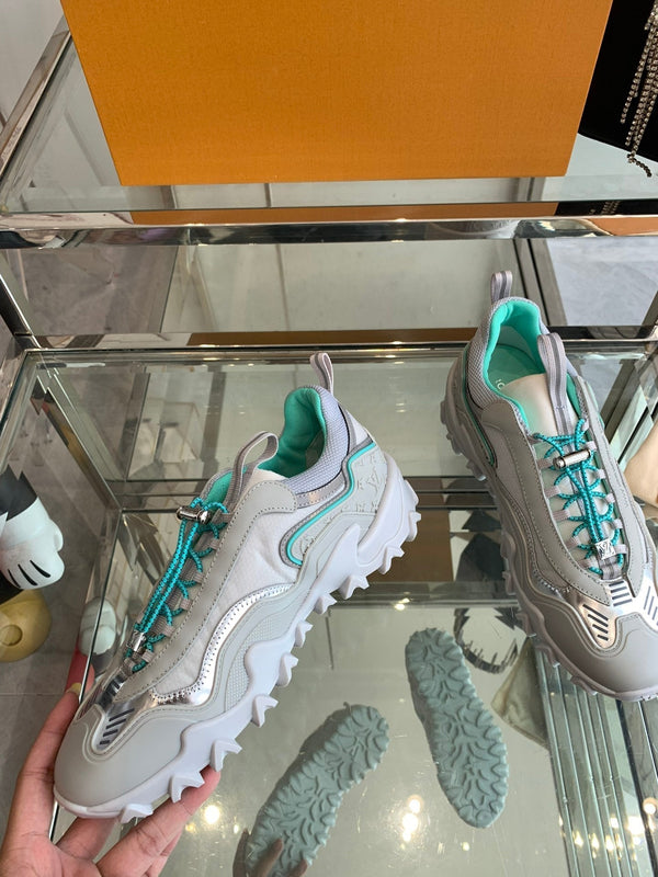 LV Rush Sneaker 40mm Grey Turquoise Cowhide