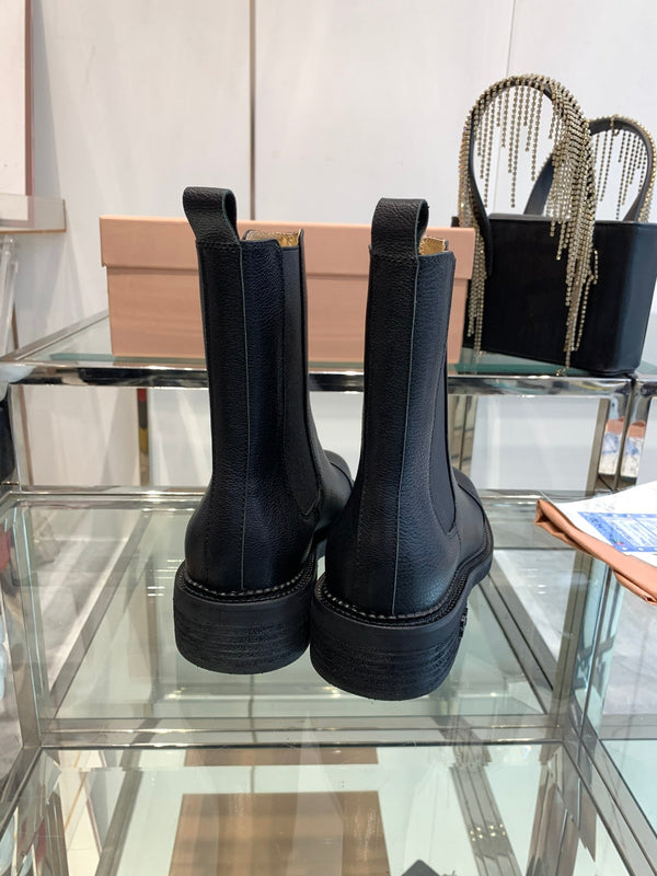 Miu Boots Black Vegetable Blended Cowhide