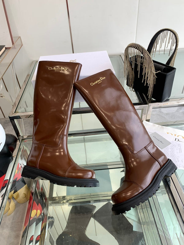 CD Diorebel Boot Glossy Brown Calfskin