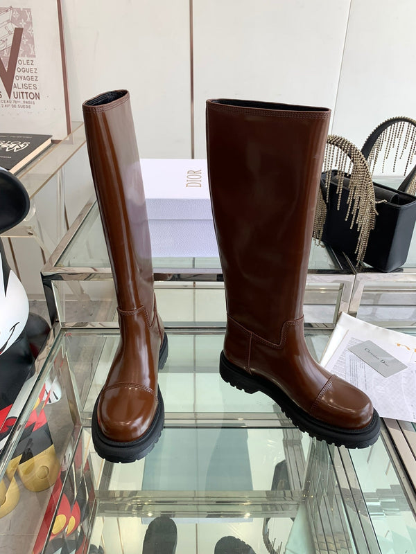 CD Diorebel Boot Glossy Brown Calfskin