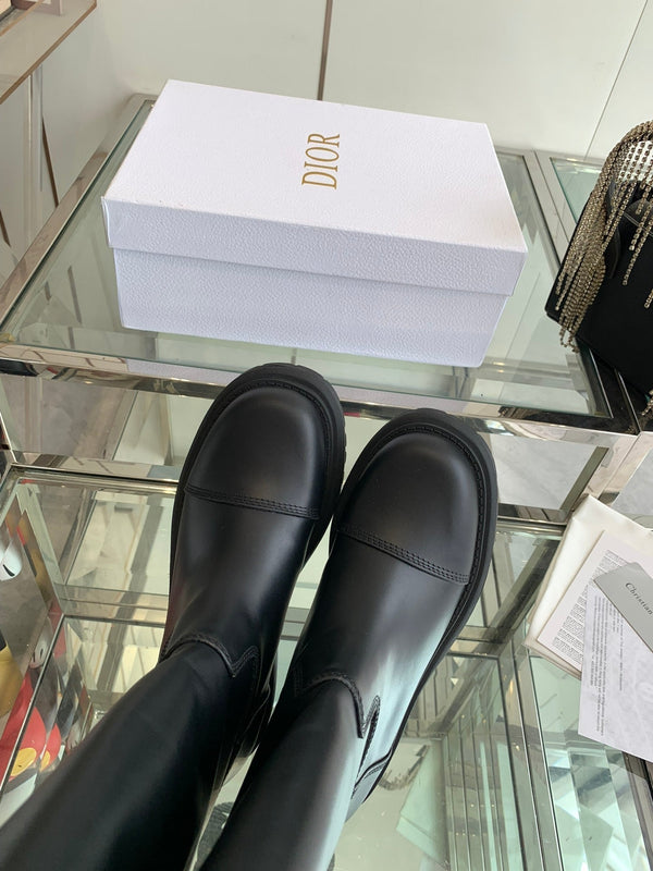 CD Diorebel Boot Plain Black Calfskin