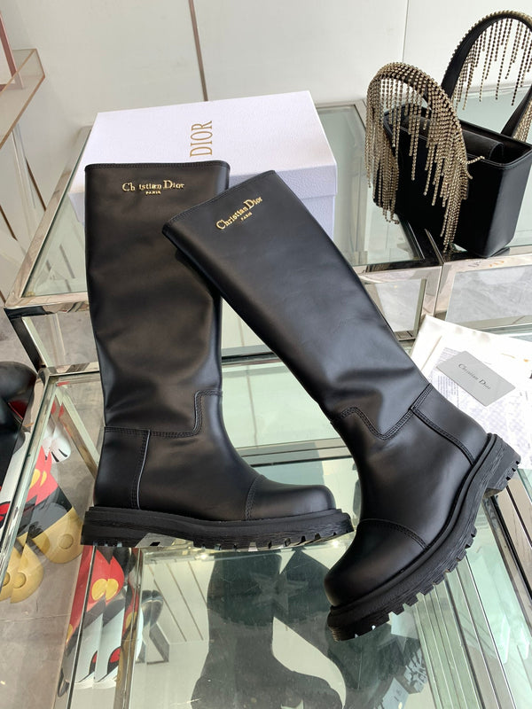 CD Diorebel Boot Plain Black Calfskin