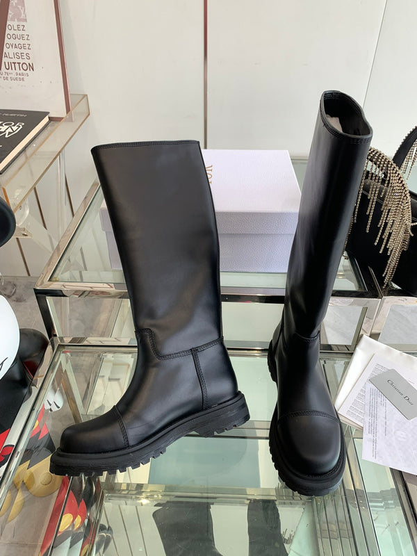 CD Diorebel Boot Plain Black Calfskin