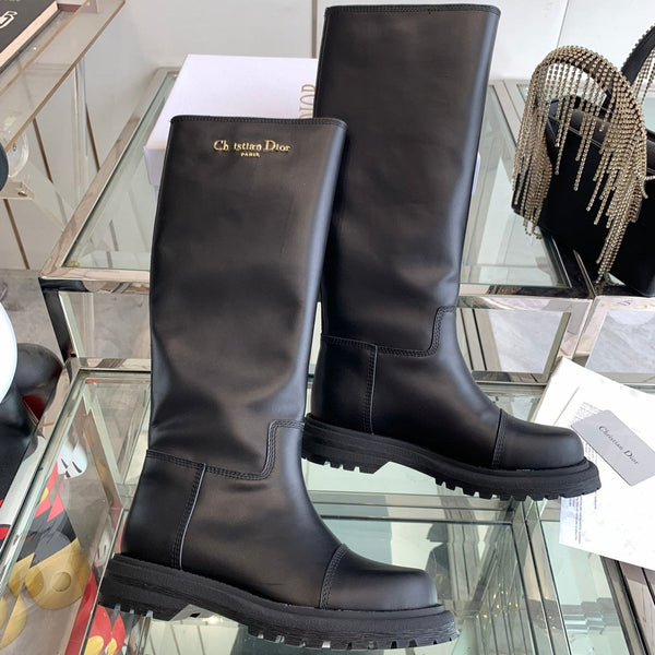 CD Diorebel Boot Plain Black Calfskin