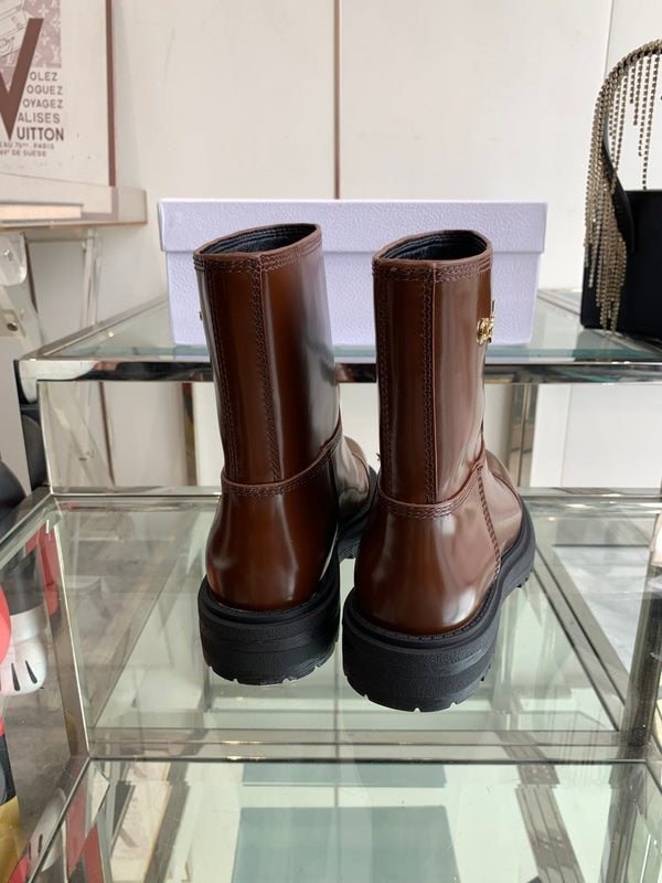 CD Ankle Boot Glossy Brown Calfskin