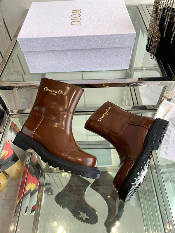 CD Ankle Boot Glossy Brown Calfskin