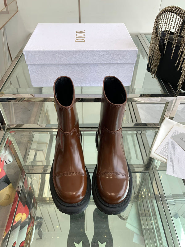 CD Ankle Boot Glossy Brown Calfskin