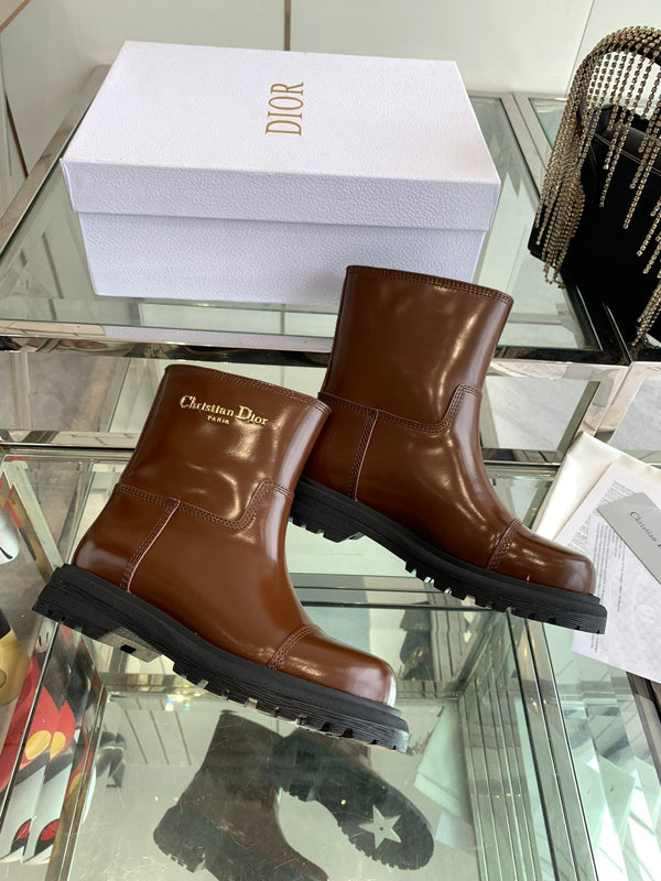 CD Ankle Boot Glossy Brown Calfskin