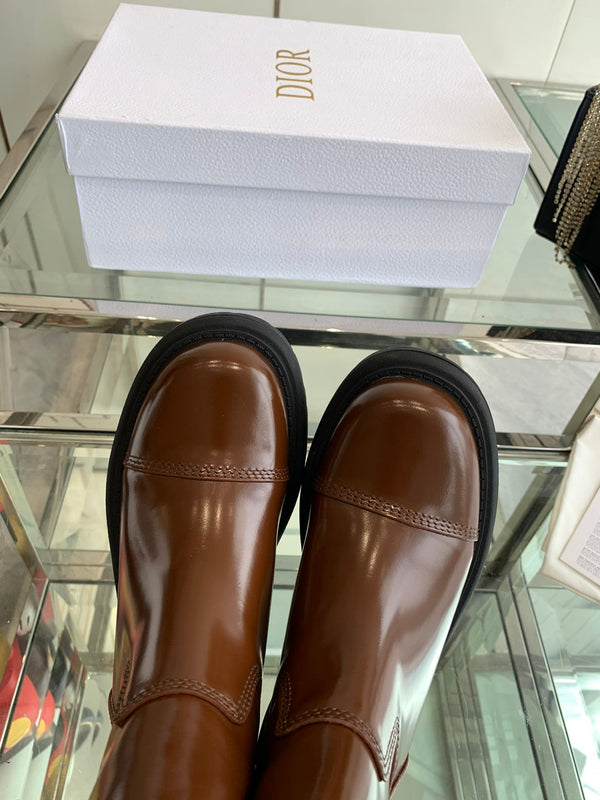 CD Ankle Boot Glossy Brown Calfskin