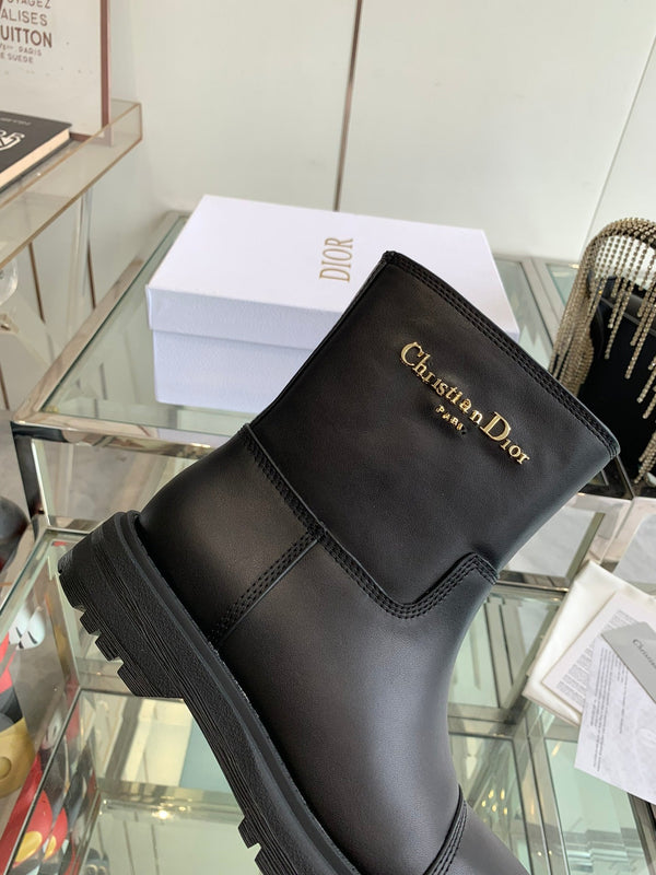 CD Ankle Boot Plain Black Calfskin