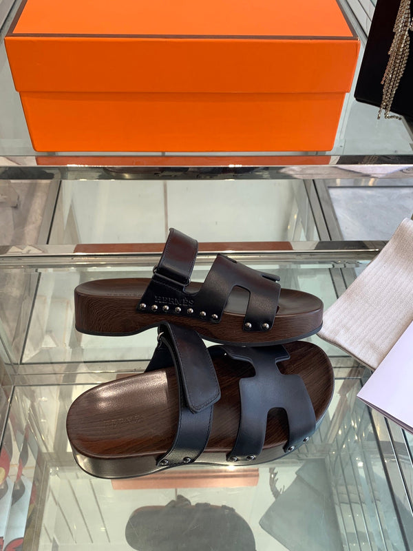 HM 25 Kos Clog Sandals Black Cowhide 292048