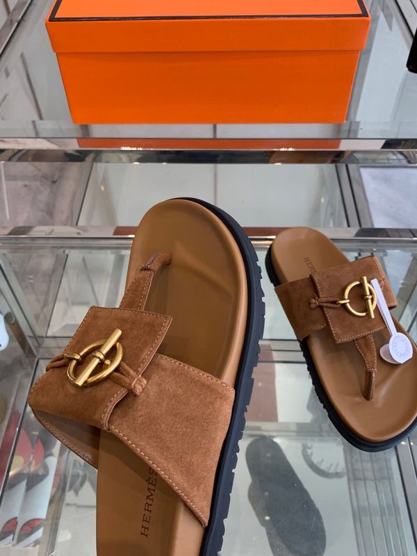 HM 25 Joyce Sandals Brown Suede Lambskin 292034