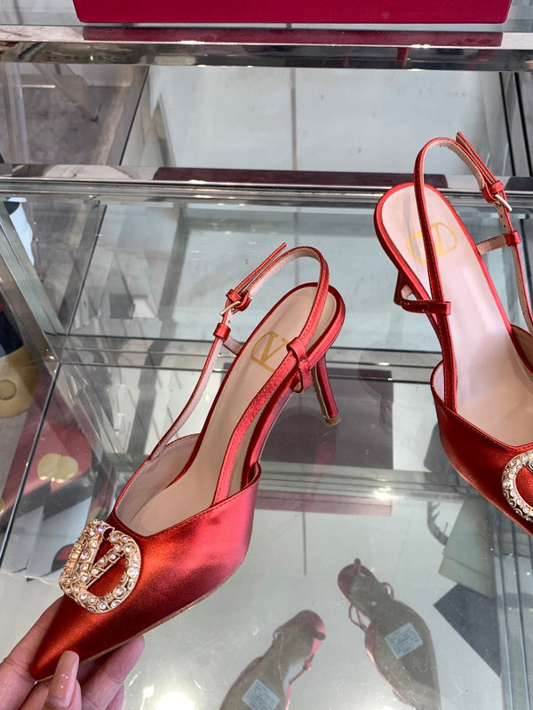 VT 25 High Heels Slingbacks Red Cowhide 292339