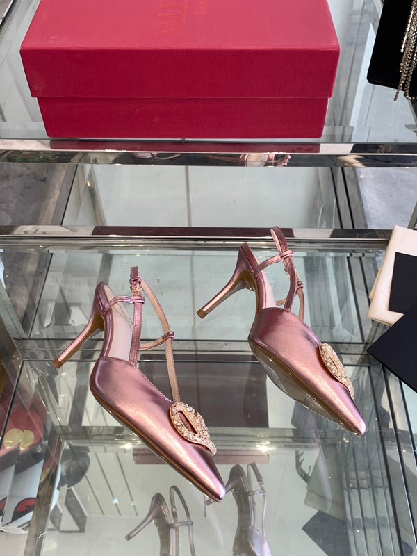 VT 25 Slingback con tacco alto in pelle di vacchetta viola media 292340