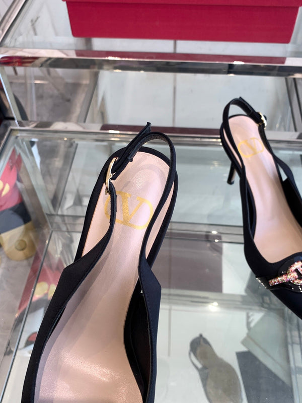 VT 25 High Heels Slingbacks Black Cowhide 292350