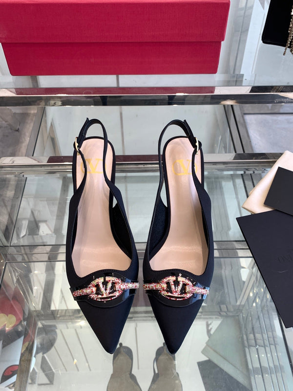 VT 25 High Heels Slingbacks Black Cowhide 292350
