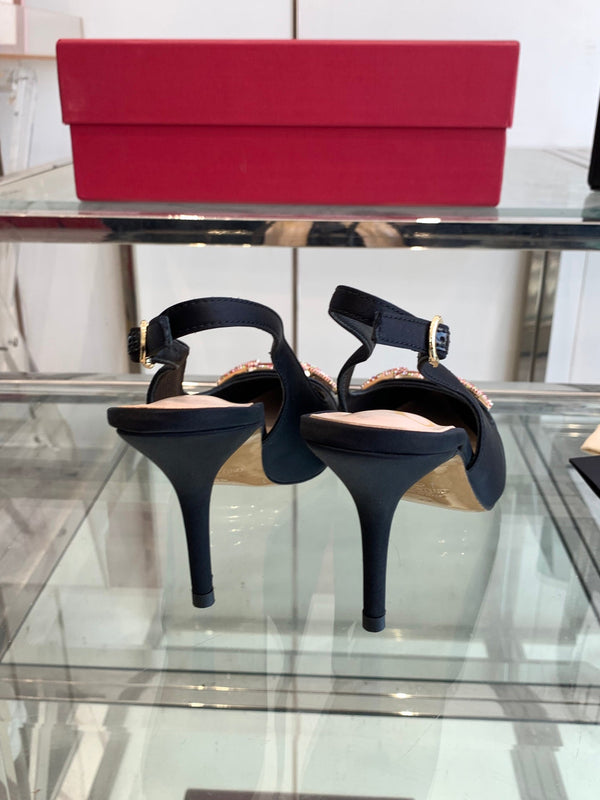 VT 25 High Heels Slingbacks Black Cowhide 292350