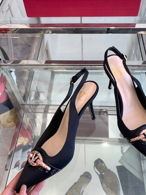 VT 25 High Heels Slingbacks Black Cowhide 292350