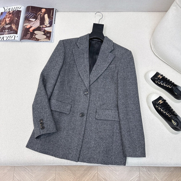 Miu Miu 25 Suit Jacket Gray Polyester Wool