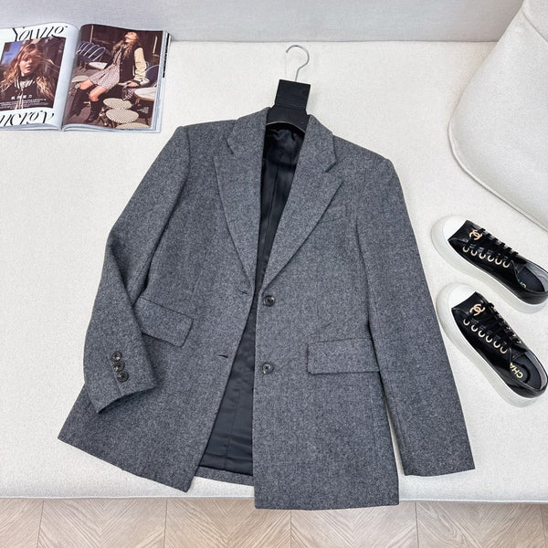 Miu Miu 25 Suit Jacket Gray Polyester Wool