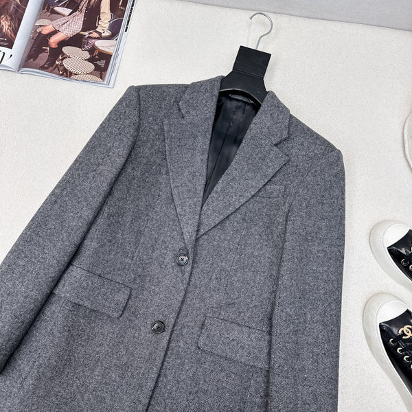 Miu Miu 25 Suit Jacket Gray Polyester Wool