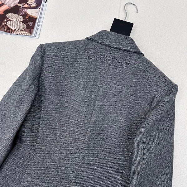 Miu Miu 25 Suit Jacket Gray Polyester Wool