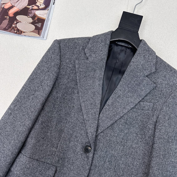 Miu Miu 25 Suit Jacket Gray Polyester Wool