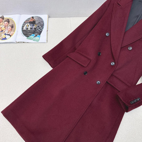 Miu Miu Long Suit Jacket Burgundy Polyester Wool