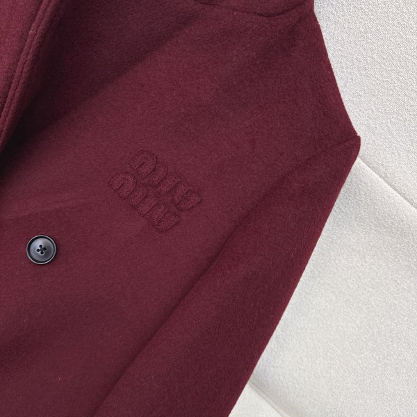 Miu Miu Long Suit Jacket Burgundy Polyester Wool