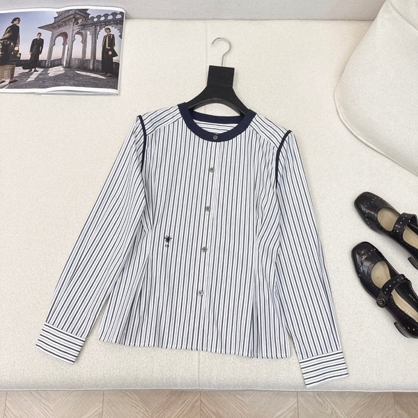CD 25 Striped Shirt White Blue Cotton 597884