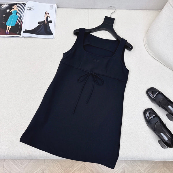 Gucci 25 Sleeveless Minimalist Dress Dark Blue Cotton Polyester