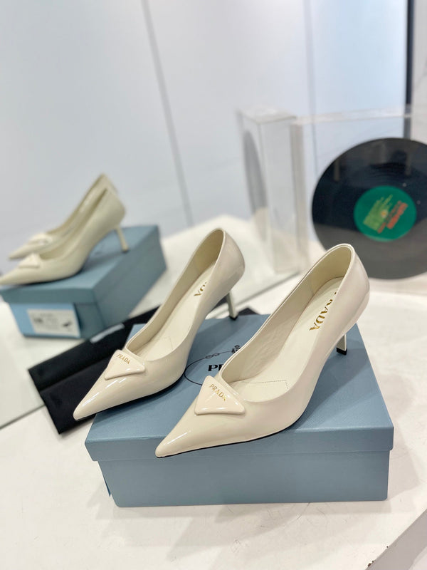 Pra Pumps 75 White Patent Leather