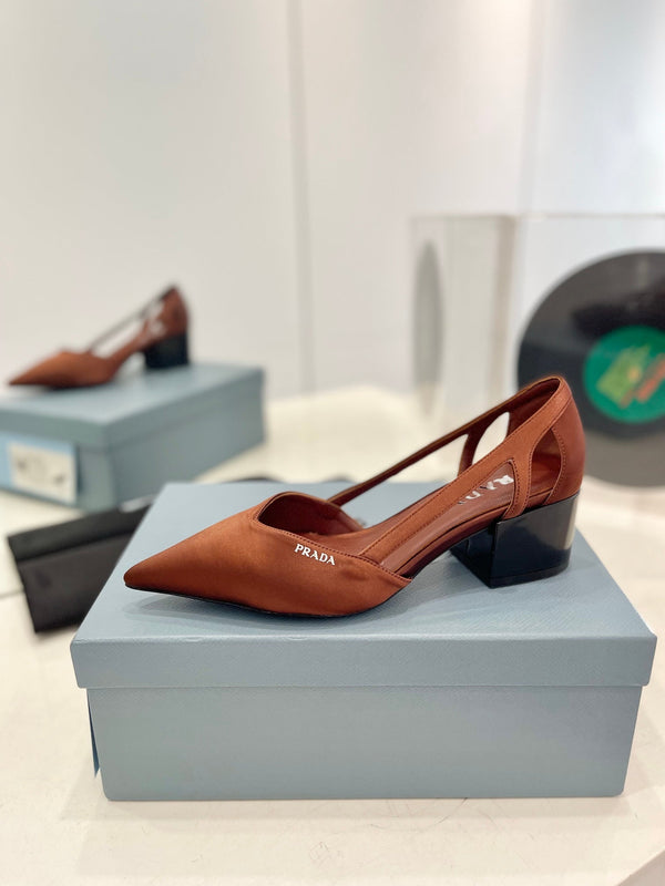 Décolleté Pra 50 Square Sole Tessuto scamosciato marrone