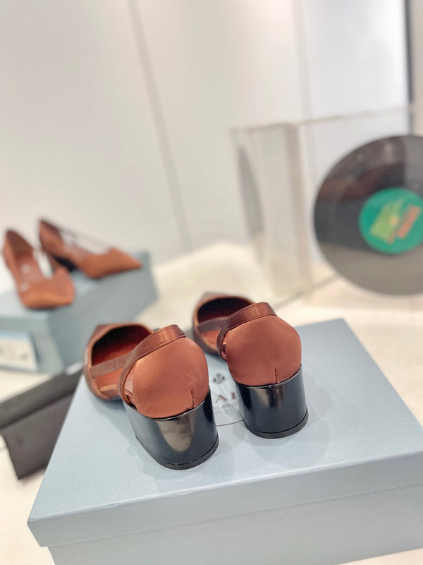 Décolleté Pra 50 Square Sole Tessuto scamosciato marrone