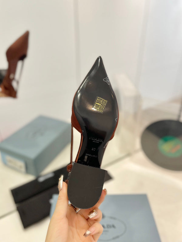 Décolleté Pra 50 Square Sole Tessuto scamosciato marrone