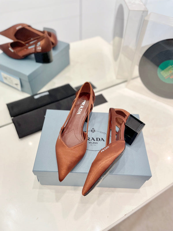 Décolleté Pra 50 Square Sole Tessuto scamosciato marrone