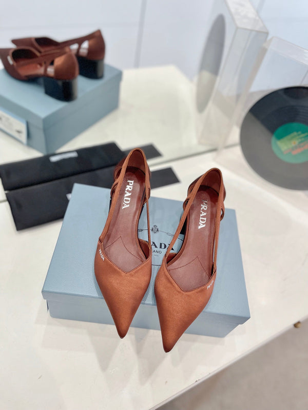 Décolleté Pra 50 Square Sole Tessuto scamosciato marrone