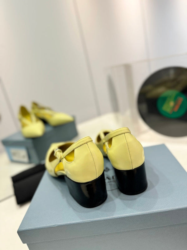 Pra Pumps 50 Square Sole Vaniglia Pelle Verniciata