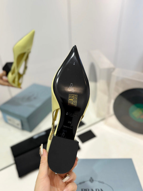 Pra Pumps 50 Square Sole Vaniglia Pelle Verniciata