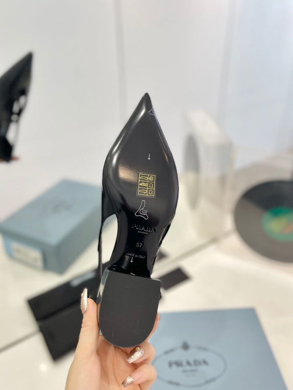 Pra Pumps 50 Square Sole Black Patent Leather