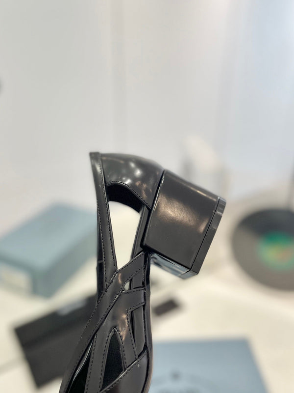 Pra Pumps 50 Square Sole Black Patent Leather