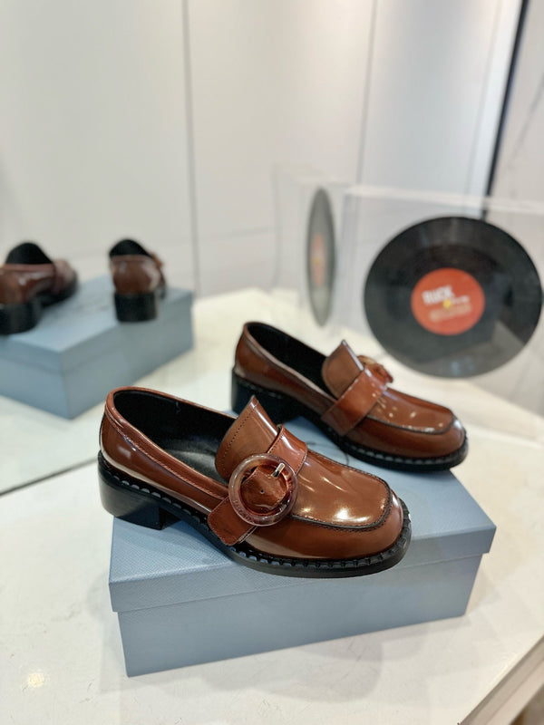 Prad 26s Heeled Loafers Brown Brushed Leather 941518