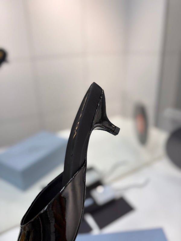 Pra Kitten Heel Sandals 4cm Black Patent Leather 834601