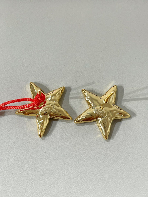 orecchini a bottone in smalto nero cc star