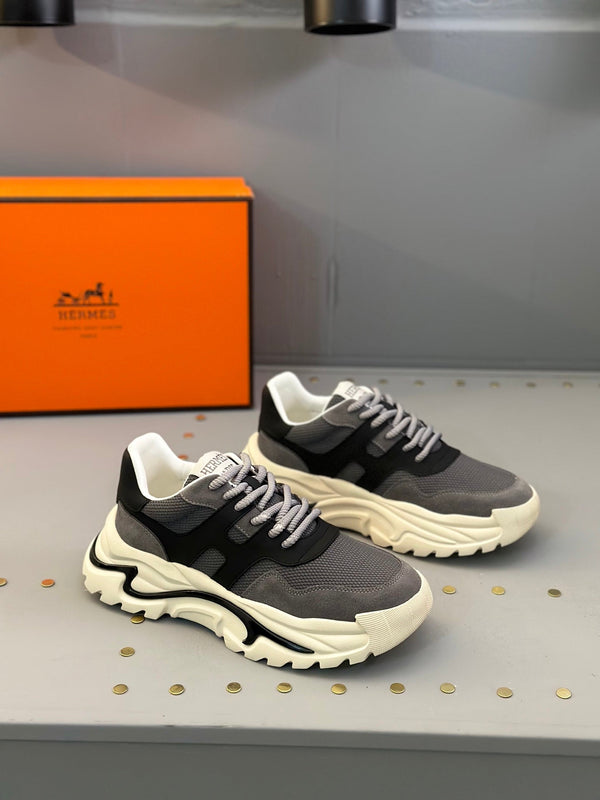 HM Men's Sneaker Grey Black Mesh Calfskin 541267