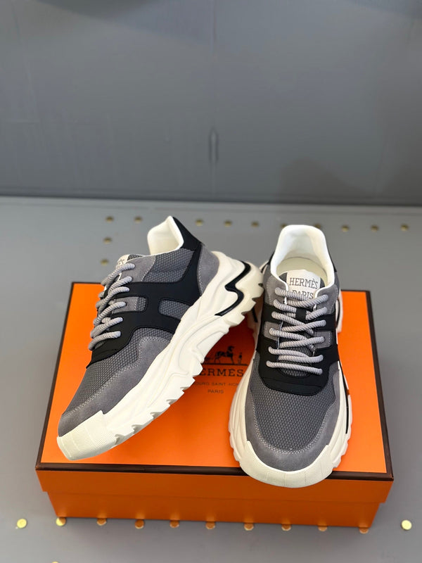 HM Men's Sneaker Grey Black Mesh Calfskin 541267