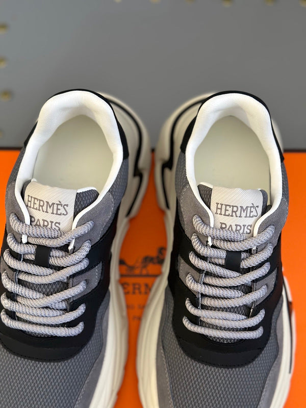 HM Men's Sneaker Grey Black Mesh Calfskin 541267